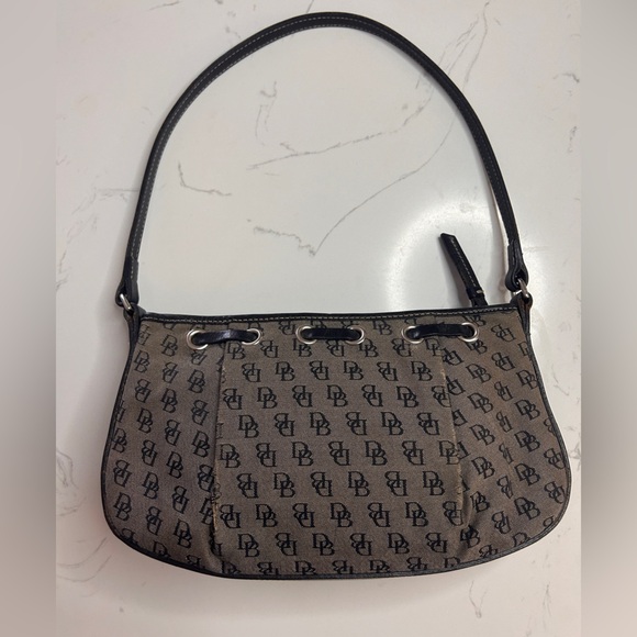 Dooney & Bourke Vintage Cloth Leather Trim Signature MonogramPurse Y2K-Pre Loved - Picture 8 of 16